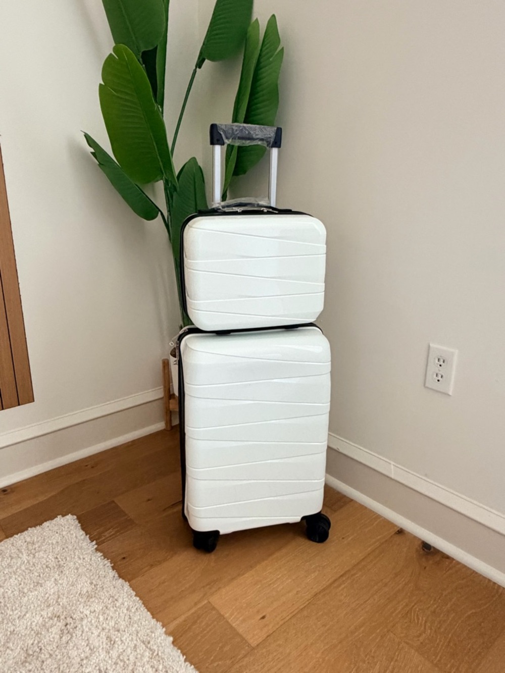 2-Piece Carry On Luggage Set 20” Rolling Suitcase + 14” Makeup Bag TSA Lock